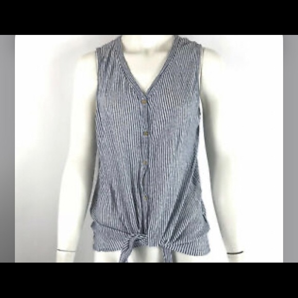 Rachel Zoe linen tank sz s blue and white stripe